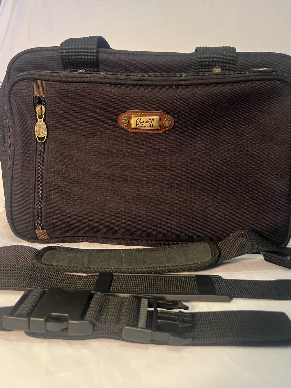 Vintage Ricardo Beverly Hills Black Briefcase Laptop Bag with shoulder straps